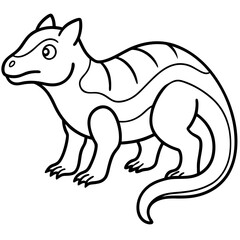 Fototapeta premium Cute Cartoon Cynodont: An adorable cartoon illustration of a Cynodont, an extinct mammal-like reptile, perfect for children's books, educational materials, and creative projects. 
