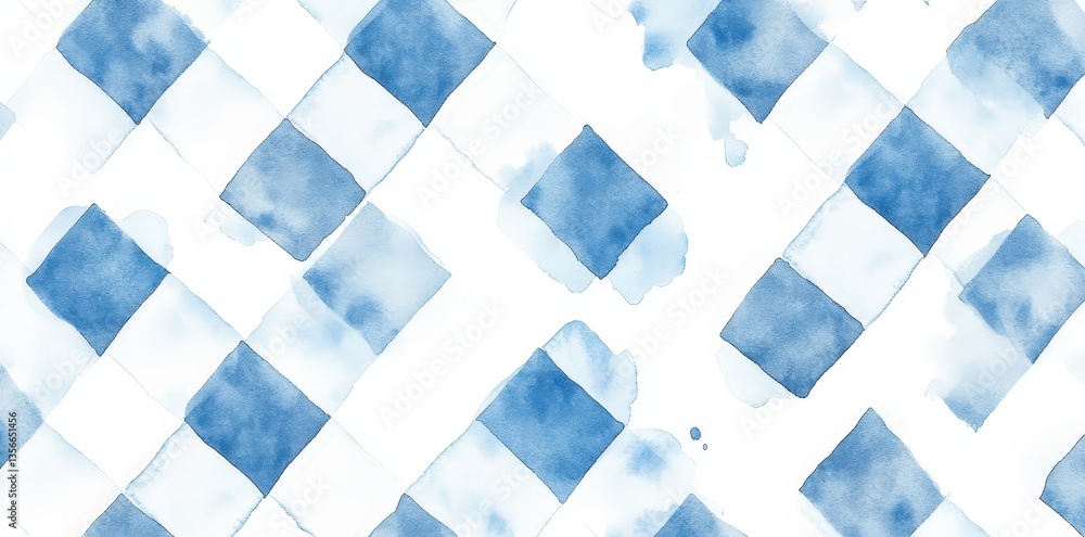 Aufkleber a textured pattern of blue watercolor squares arranged in a diagonal grid, creating a light and airy