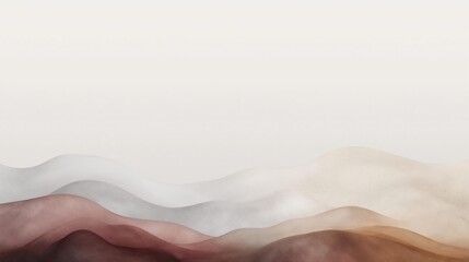 Abstract landscape with a white background. the landscape is made up of different shades of brown and beige, creating a wave-like pattern.