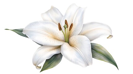 Fototapeta premium Beautiful white lily flower nature botanical art peaceful environment close-up view