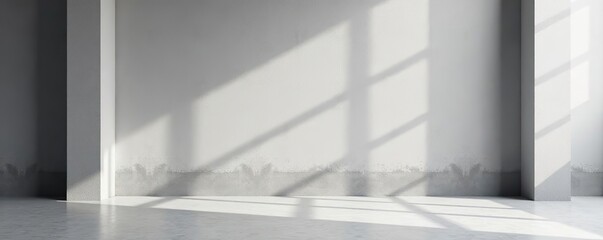 Abstract gray gradient wall background in empty room with bright white light blank studio,  white light,  wall