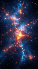 Fototapeta premium Captivating cosmic nebula with vibrant orange and blue hues in deep space celestial artwork