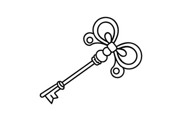Line art vector illustration of a vintage key.eps