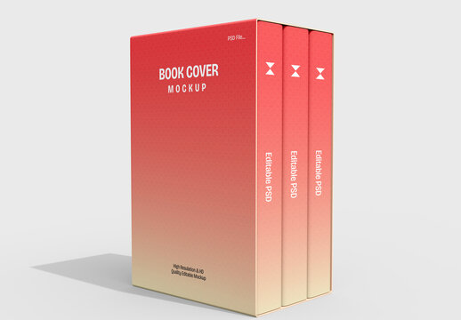 Three Standing Books Mockup