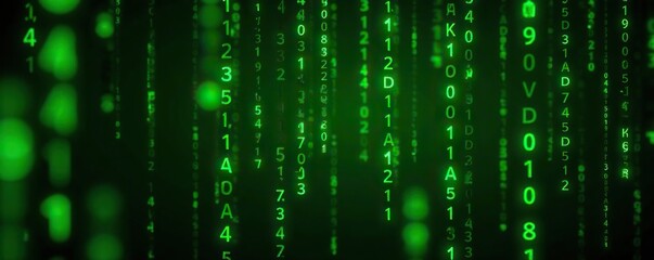 Abstract green matrix background with digital code running down the screen,  CSS,  programming language