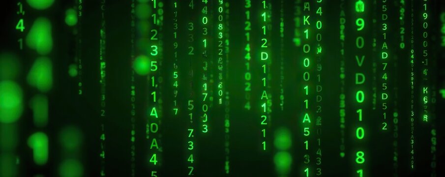 Abstract green matrix background with digital code running down the screen,  CSS,  programming language