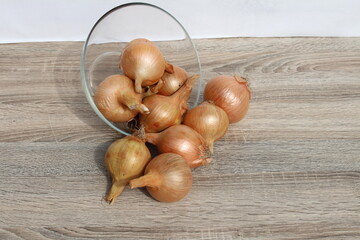 onions on a wooden background