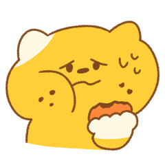 もぐもぐ食べる汗出るネコ (イエロー)