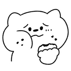 もぐもぐ食べるうーんなネコ (モノクロ)