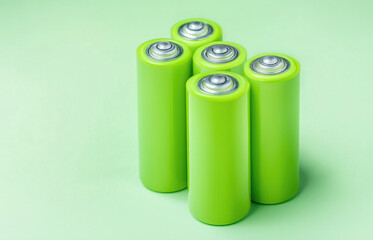 Green batteries, green energy, sustainability, ecology, recycling concepts