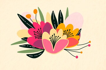 Stylish floral illustration with vibrant spring colors