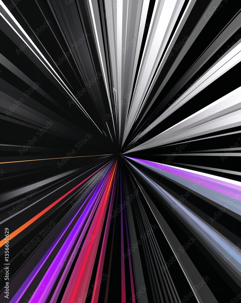 Poster black with silver light color rays spectrum in dark abstract background for card or greeting templat