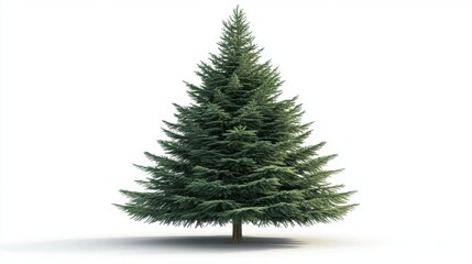Fototapeta premium Majestic evergreen tree isolated on white backdrop, perfect for holiday season and winter themes, showcasing natural beauty and simple elegance, studio shot