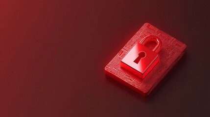 Red padlock on circuit board background representing cybersecurity and data protection concepts in digital world