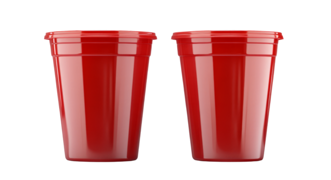 Two red cups lined up and they look so clean