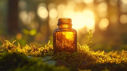 Amber Elixir in Forest Sunlight Serenity A Natural Remedy for Wellness and Holistic Healing