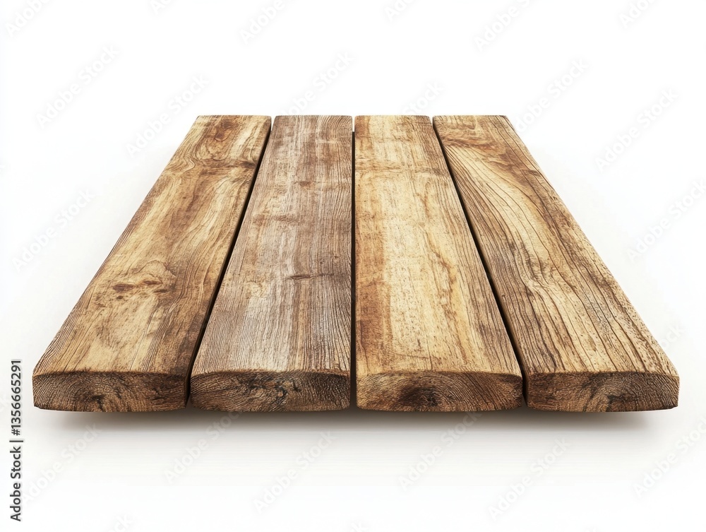 Poster rustic wooden planks on white backdrop capturing natural grain texture and warm tones in high resolu