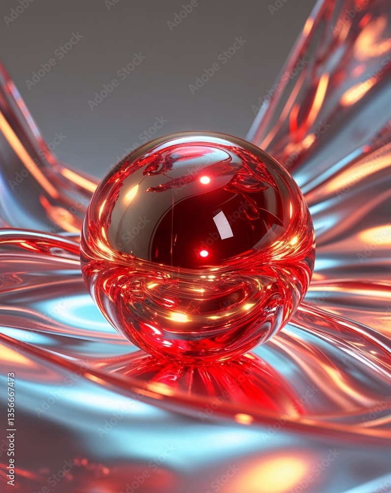 Poster gold with red glowing hologram transparent tech abstract background for card or greeting template ba