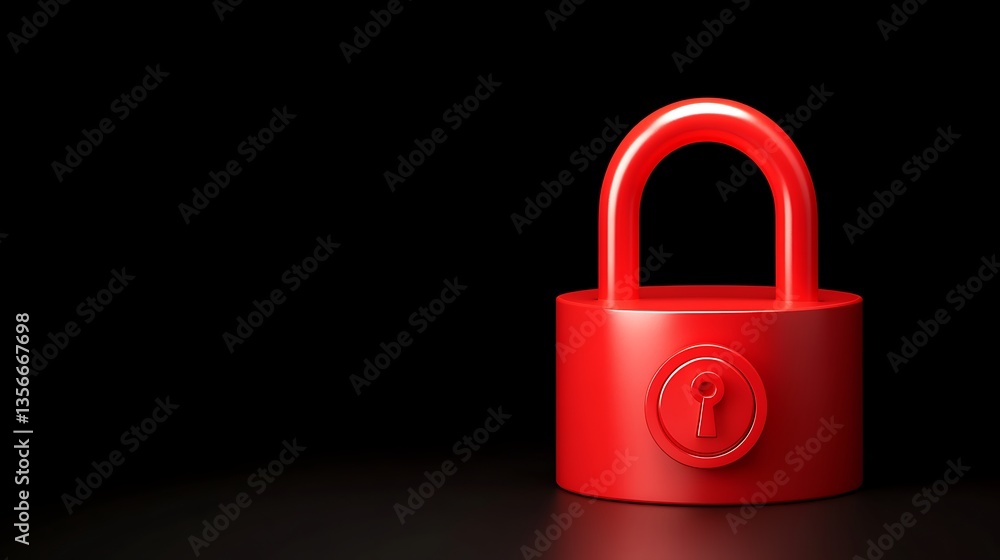 Poster vibrant red padlock on a dark background symbolizing security and protection concepts in digital age