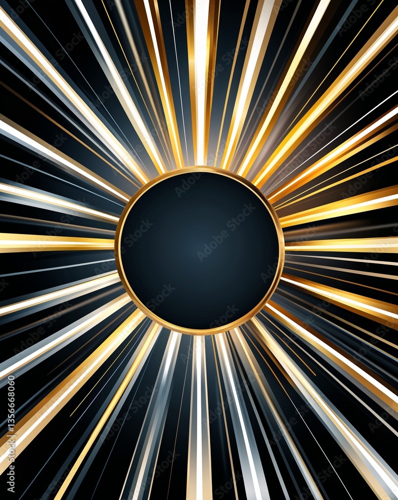 Poster gold with silver light color rays spectrum in dark abstract background for card or greeting template