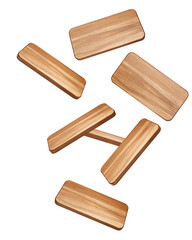 Falling wooden Cutting Board, isolated on white background, full depth of field