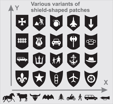 Various variants shield-shaped patch