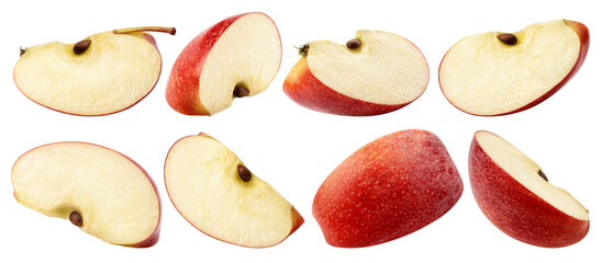 red Apple slice isolated on white background, full depth of field