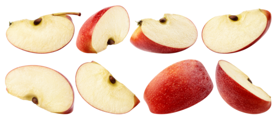 red Apple slice isolated on white background, full depth of field