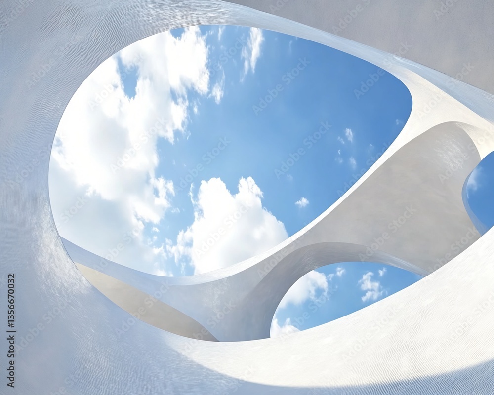 Poster abstract white architectural structure with sky view
