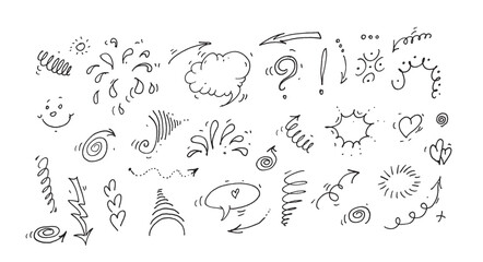 Doodle vector set illustration with hand draw line art style vector