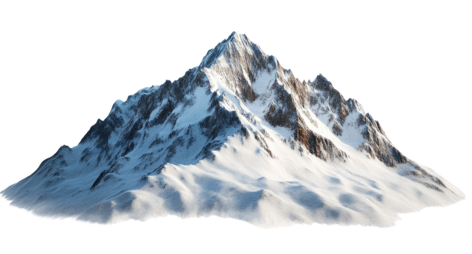 Majestic snow capped mountain under sunlight evokes serenity and peace