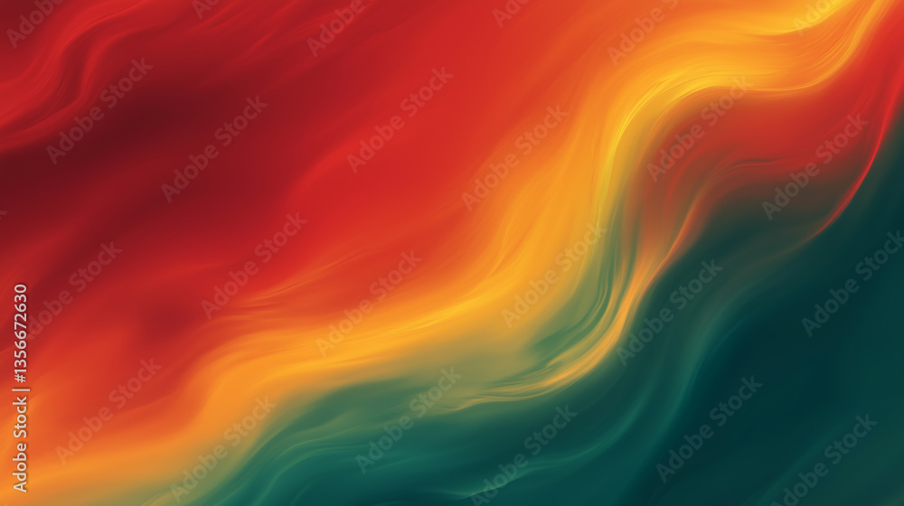 Wall mural Abstract swirl of vibrant colors blending in a mesmerizing pattern with warm tones of red, orange, and cool teal Generative AI