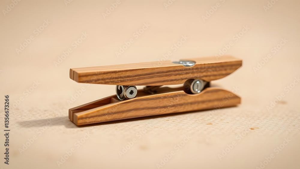 Poster a handcrafted wooden clothespin sits elegantly on a textured surface, showcasing its rustic charm an