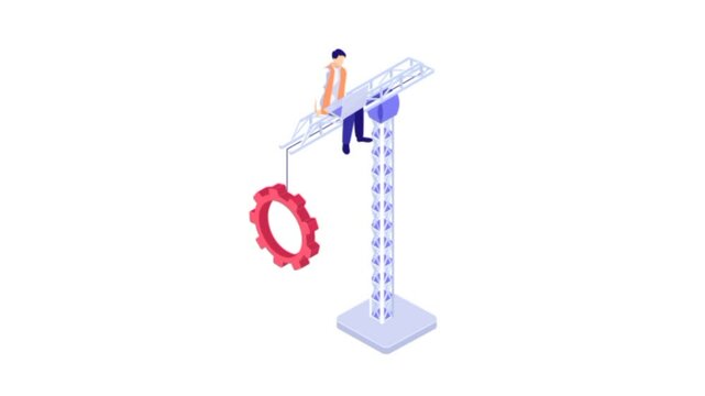 Operation management Business process control peraon optimisation industrial technology and workflow concept. Problem solving, High performance with virtual gears icon 3d animation 