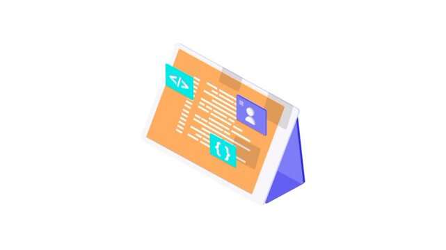 Programming code on screen, representing software development. Perfect for coding, IT solutions, digital technology, web applications 3d animation 