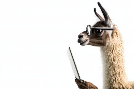 llama checks online safety with HTTPS padlock symbol