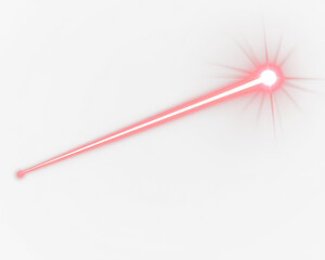 Red Laser Beam Emitting Bright Light Isolate on Transparent Background, cutout, png
