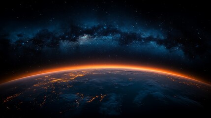 Earthrise at night with Milky Way.