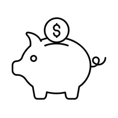 Coin-Filled Piggy Bank: An emblematic piggy bank, poised to receive a coin, symbolizing financial planning and investment, captured in stark black and white.