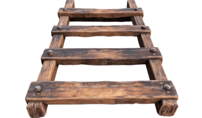 Rustic wooden ladder shows promise, leading upwards to new heights