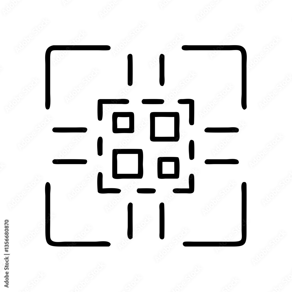 Poster abstract digital icon indicating scan area in minimalist style
