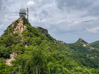 Mountain Radar Station on a Rocky Peak in South Korea