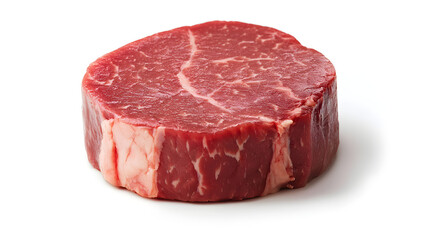 Obraz premium Fresh Raw Filet Mignon Steak Cut Isolated on White Background for Culinary Presentation and Cooking