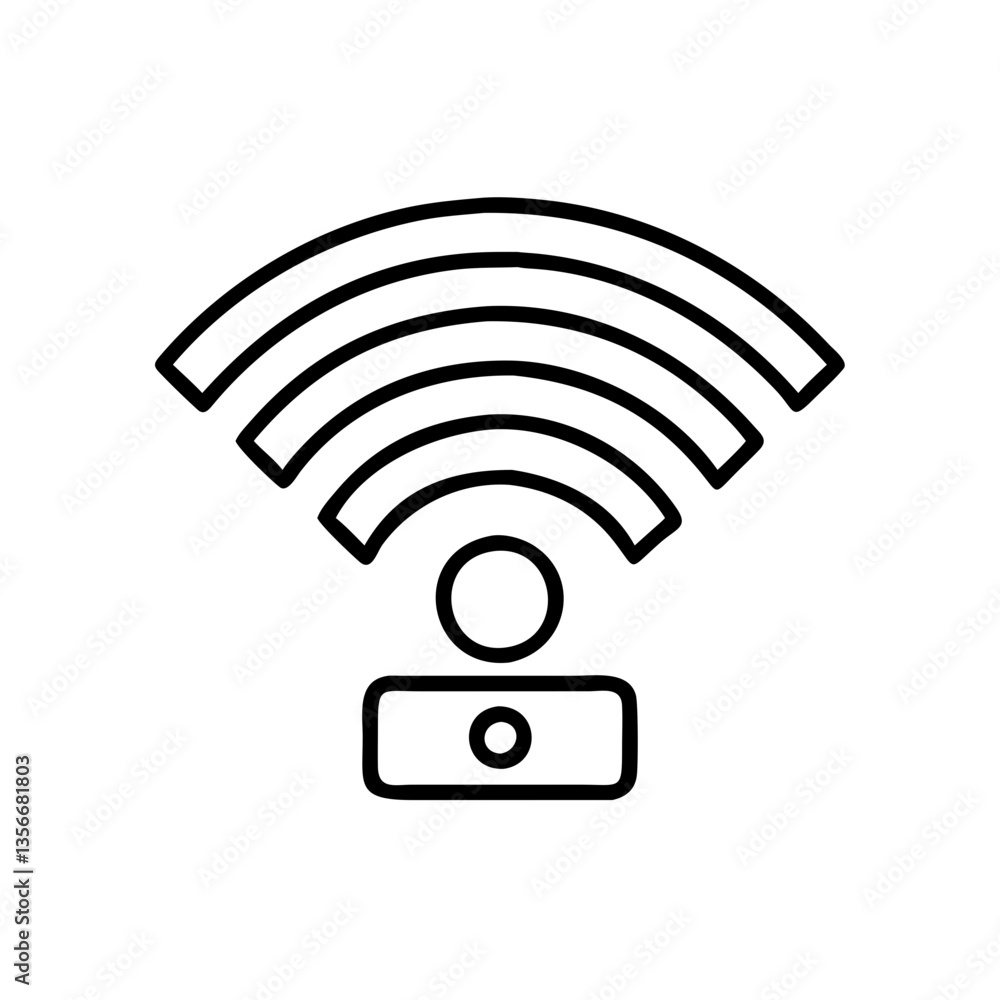Poster wi-fi symbol with user icon in minimalist design