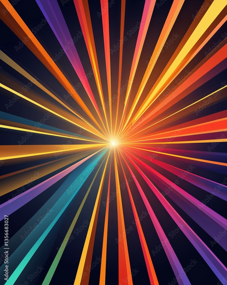 Poster orange with gold light color rays spectrum in dark abstract background for card or greeting template