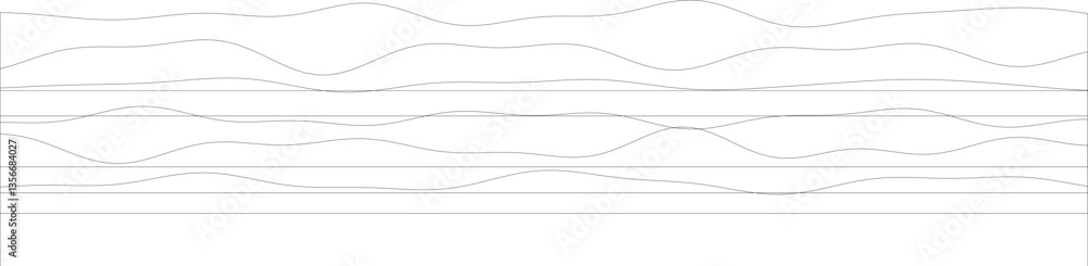 Aufkleber abstract minimalist line art with curved waves and horizontal lines.