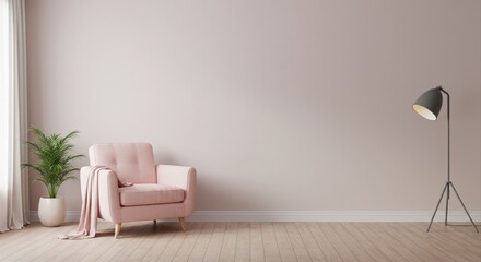 Pink armchair in a modern living room