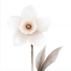 Fototapeta premium Delicate Pastel White Daffodil Illustration