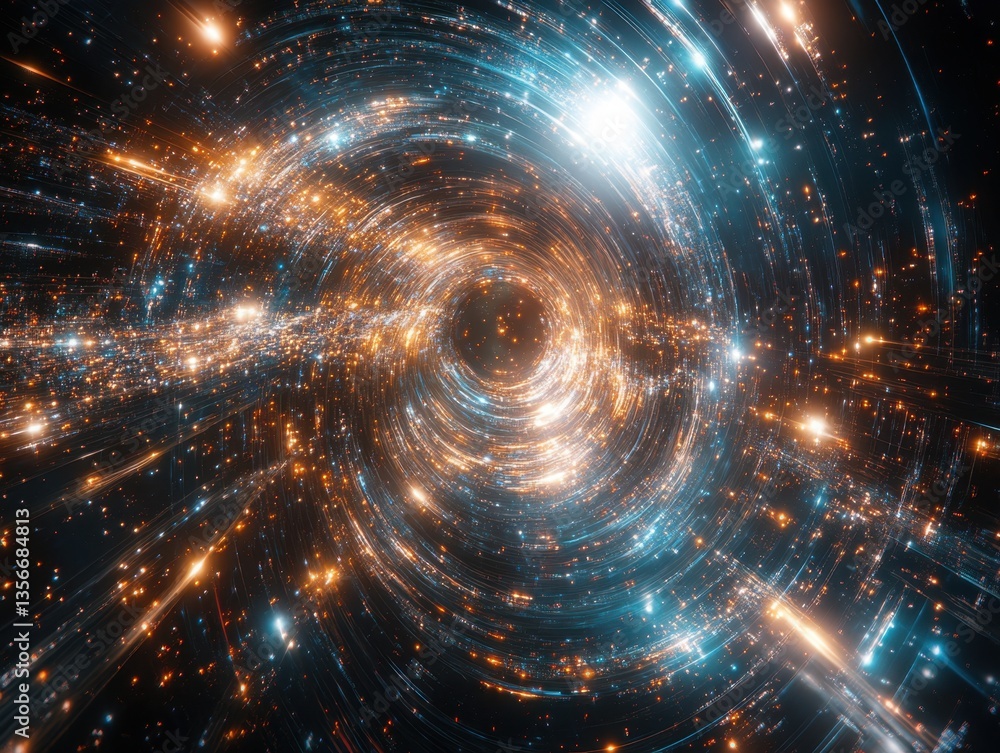 Aufkleber abstract vortex of light trails in cosmic space with vibrant colors and dynamic motion background