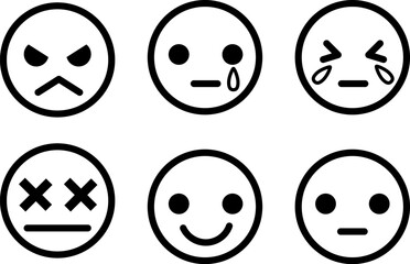 いろいろな表情の顔のシンプルなイラストセット